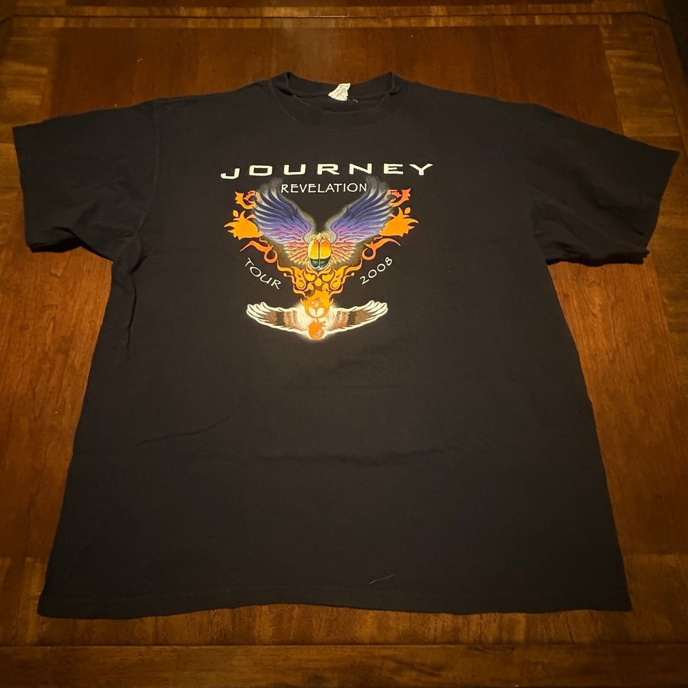 2008 Journey Revelation Tour Band T-Shirt XL‎ Black Double Sided